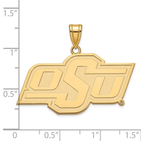 14k Yellow Gold Oklahoma State Large 'OSU' Pendant